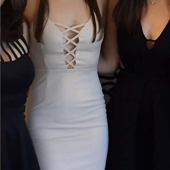 Showpo Cosmic Ties Bodycon Dress Beige - Picture 6 of 6